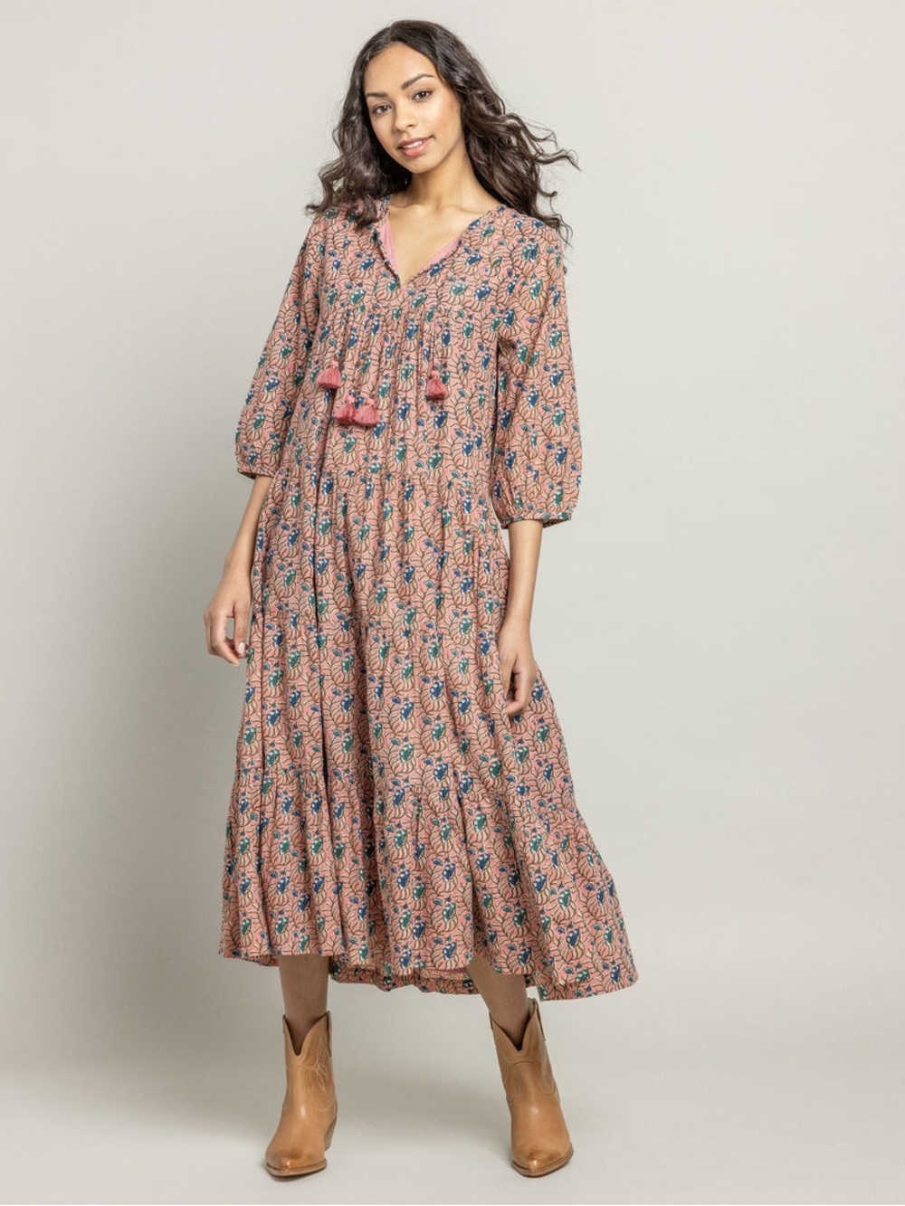 Pink Chicken Mauveglow Vine Floral Indira Dress